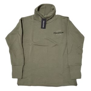 PELOTON Funnel Neck Sweatshirt Pullover Women Green Fleece Backing Soft Knit 🍂